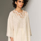 GEOMETRIC NECK CUTWORK DROP SHOULDER SHIRT IVR