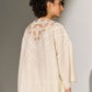 GEOMETRIC NECK CUTWORK DROP SHOULDER SHIRT IVR