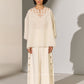 GEOMETRIC NECK CUTWORK DROP SHOULDER SHIRT IVR
