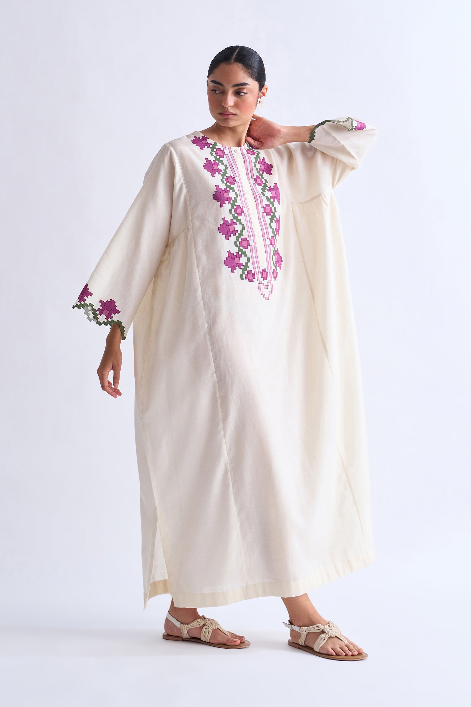 SIDE GATHER KAFTAN DRESS
