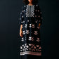 BLACK CENTRE GATHER APPLIQUE' DRESS