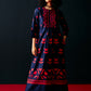 NAVY CENTRE GATHER APPLIQUE' DRESS