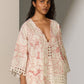 GEOMETRIC AND FLORAL CUTWORK KAFTAN IVR