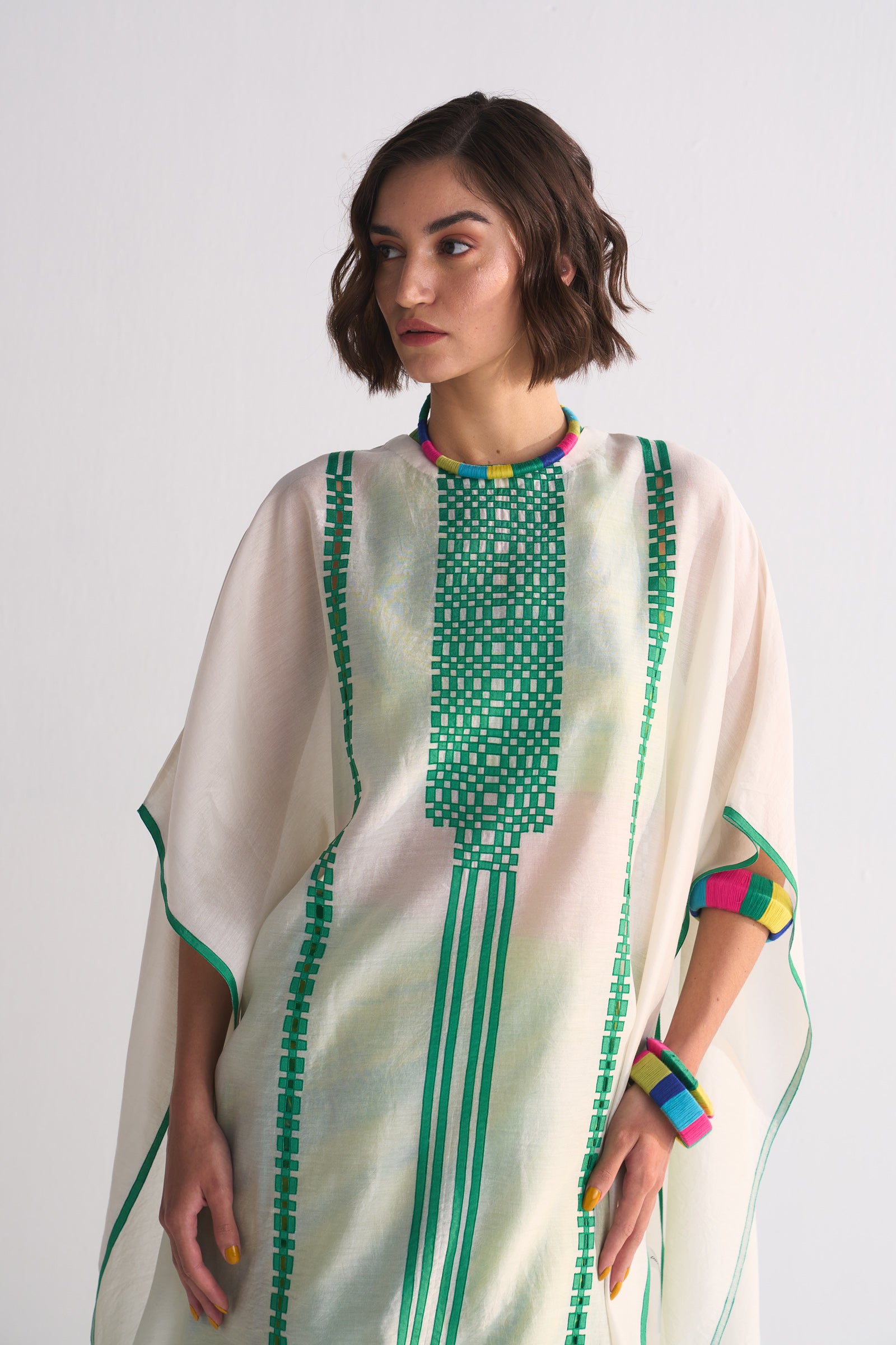 GEOMETRIC PATTERN APPLIQUE' KAFTAN