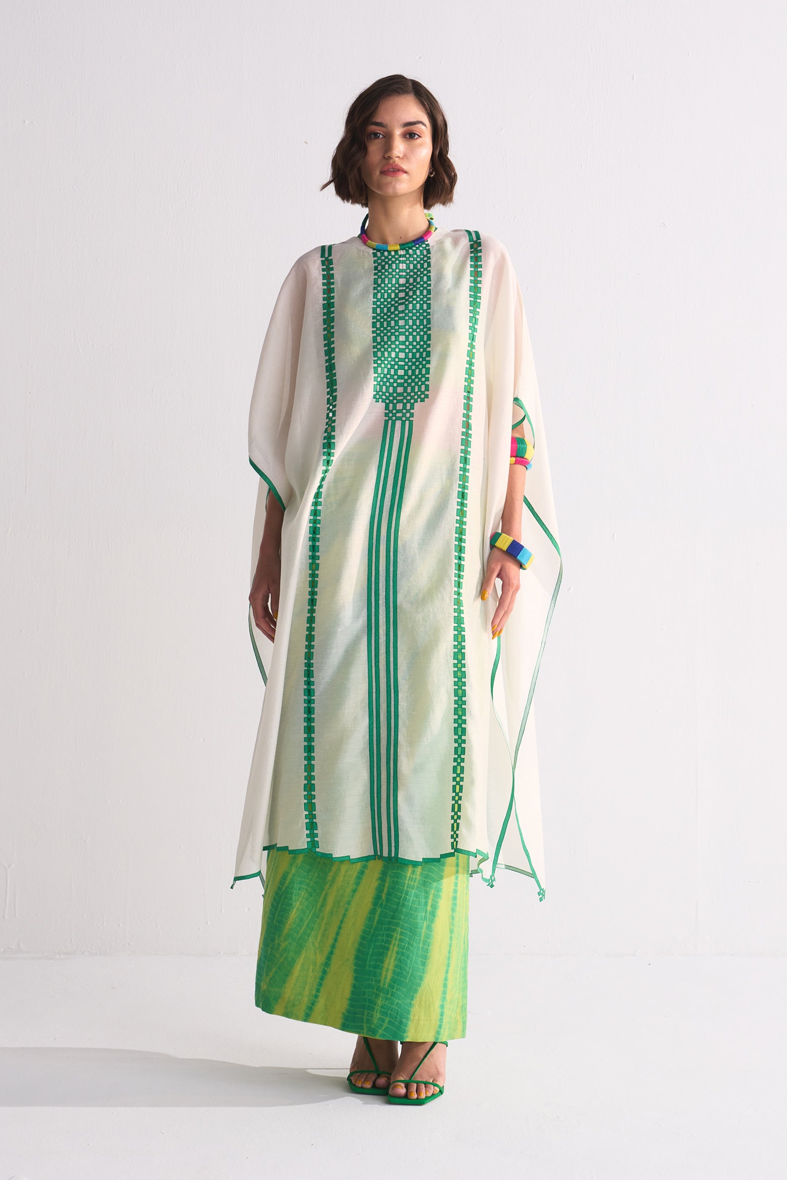 GEOMETRIC PATTERN APPLIQUE' KAFTAN
