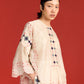 APPLIQUE' AND CUTWORK CENTRE GATHER SHIRT