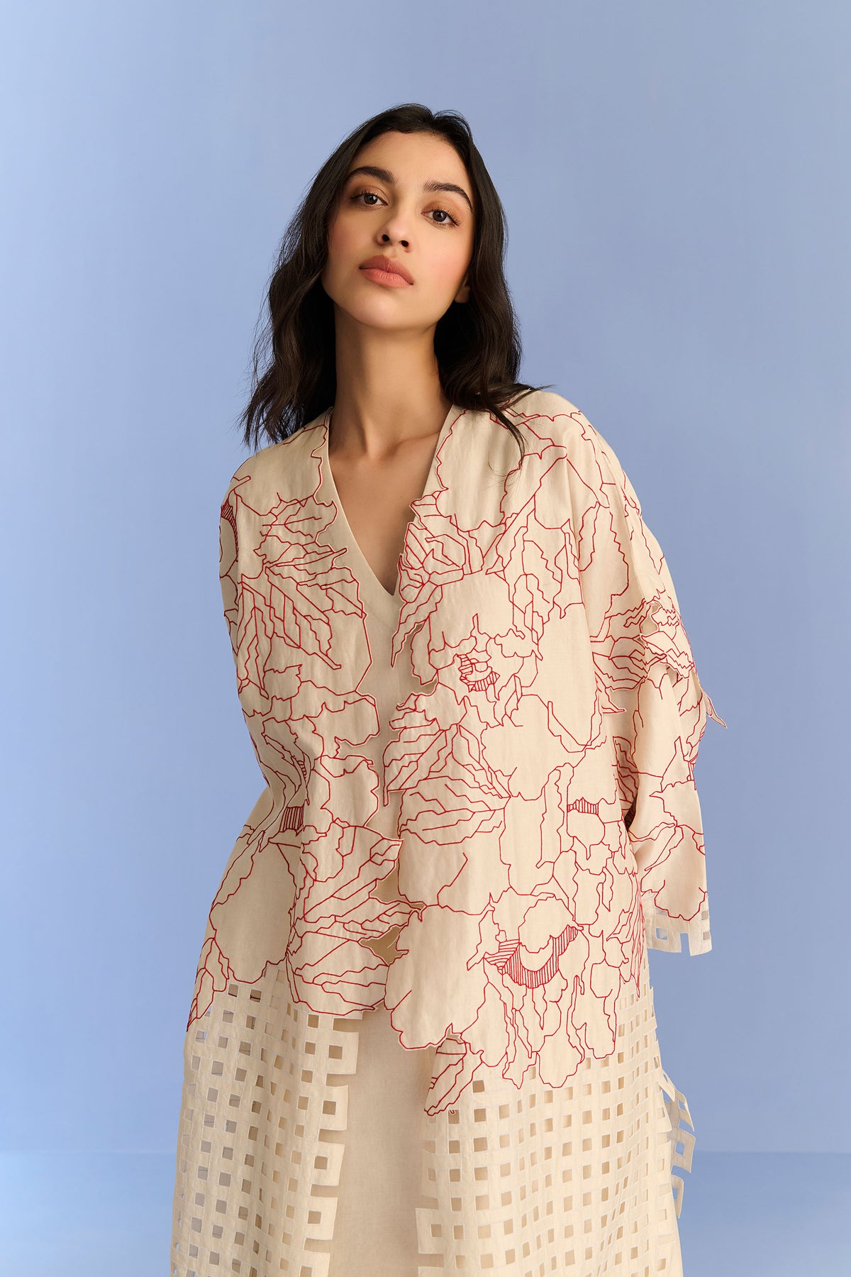 APPLIQUE' AND CUTWORK JACKET SET