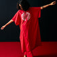 RED TRIBAL APPLIQUE' KAFTAN