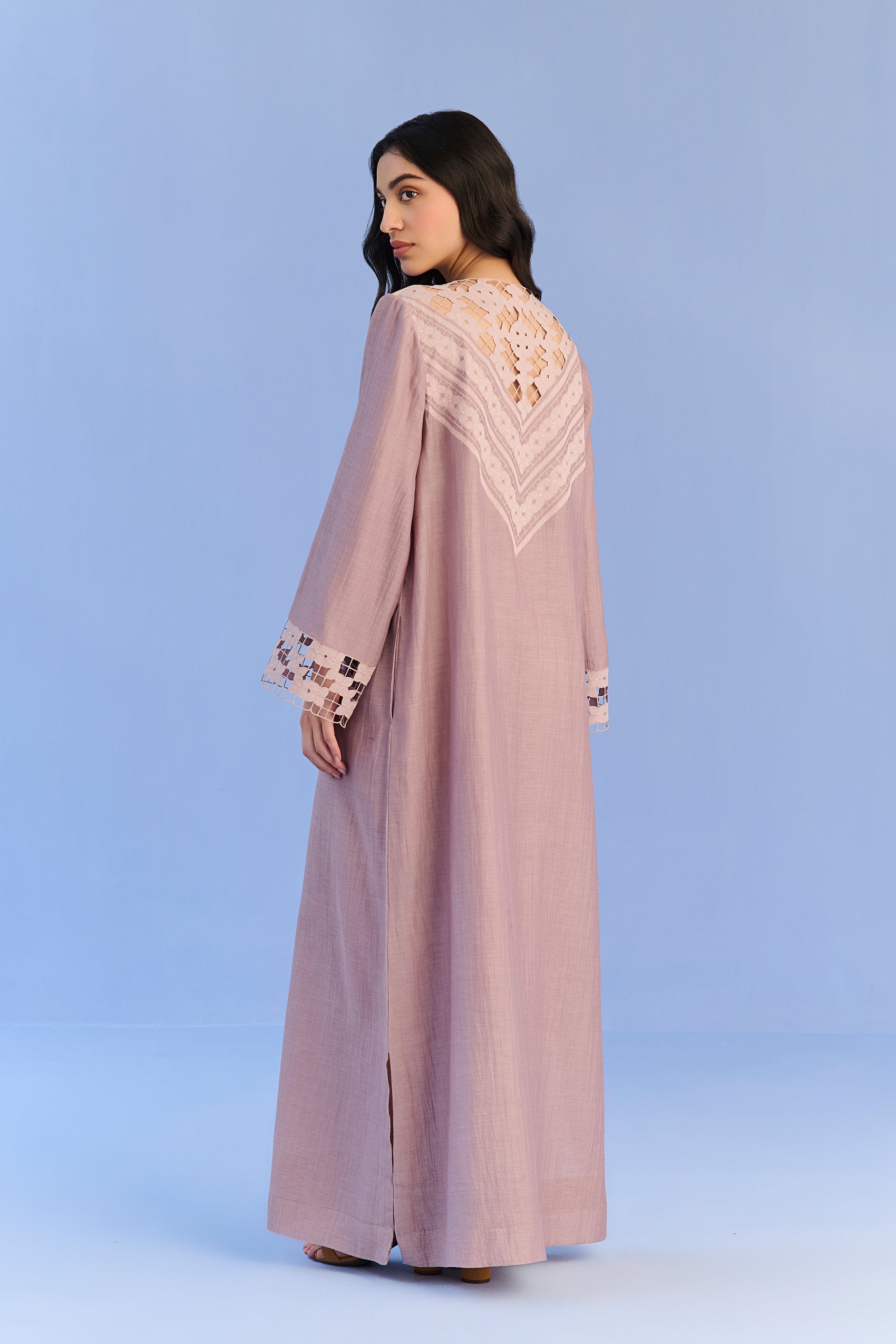 LACE APPLIQUE' AND CUTWORK DRESS