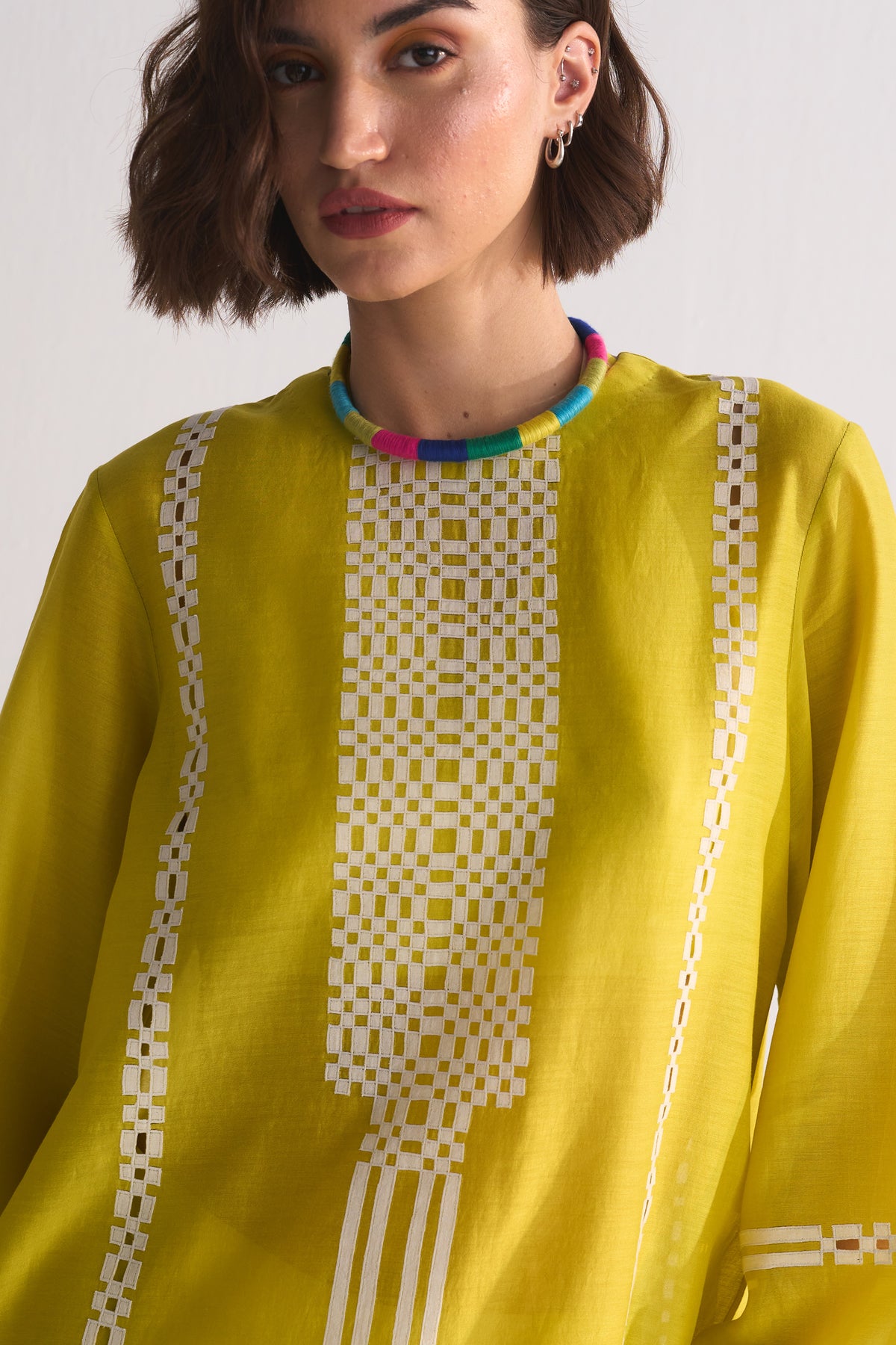 GEOMETRIC APPLIQUE' MILD A-LINE KAMEEZ