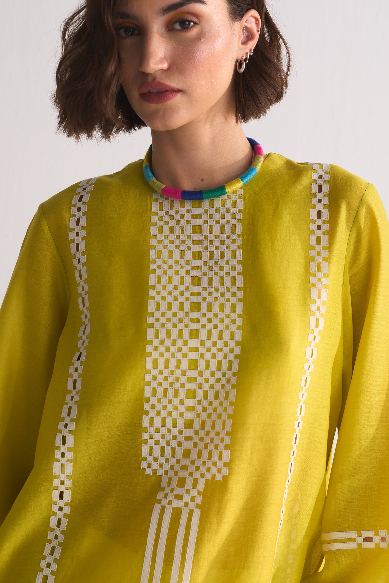 GEOMETRIC APPLIQUE' MILD A-LINE KAMEEZ