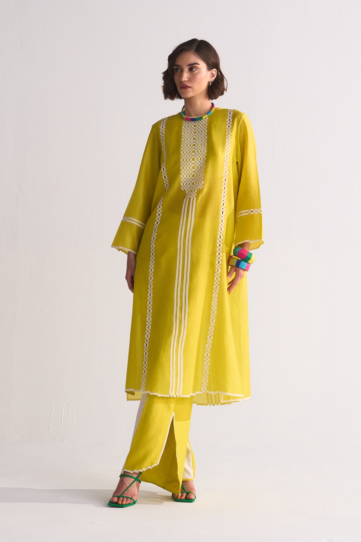GEOMETRIC APPLIQUE' MILD A-LINE KAMEEZ
