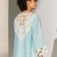 GEOMETRIC FLORAL NECK CUTWORK KAMEEZ SKY