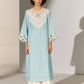 GEOMETRIC FLORAL NECK CUTWORK KAMEEZ SKY