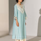 GEOMETRIC FLORAL NECK CUTWORK KAMEEZ SKY