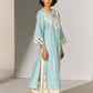 GEOMETRIC FLORAL NECK CUTWORK KAMEEZ SKY