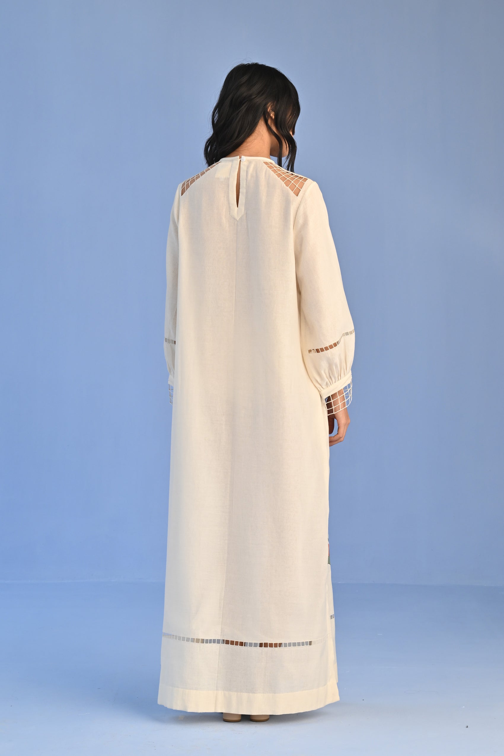 FLORAL APPLIQUE' AND CUTWORK DRESS