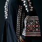 BLACK BELL SLEEVE APPLIQUE' DRESS