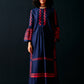 NAVY BELL SLEEVE APPLIQUE' DRESS