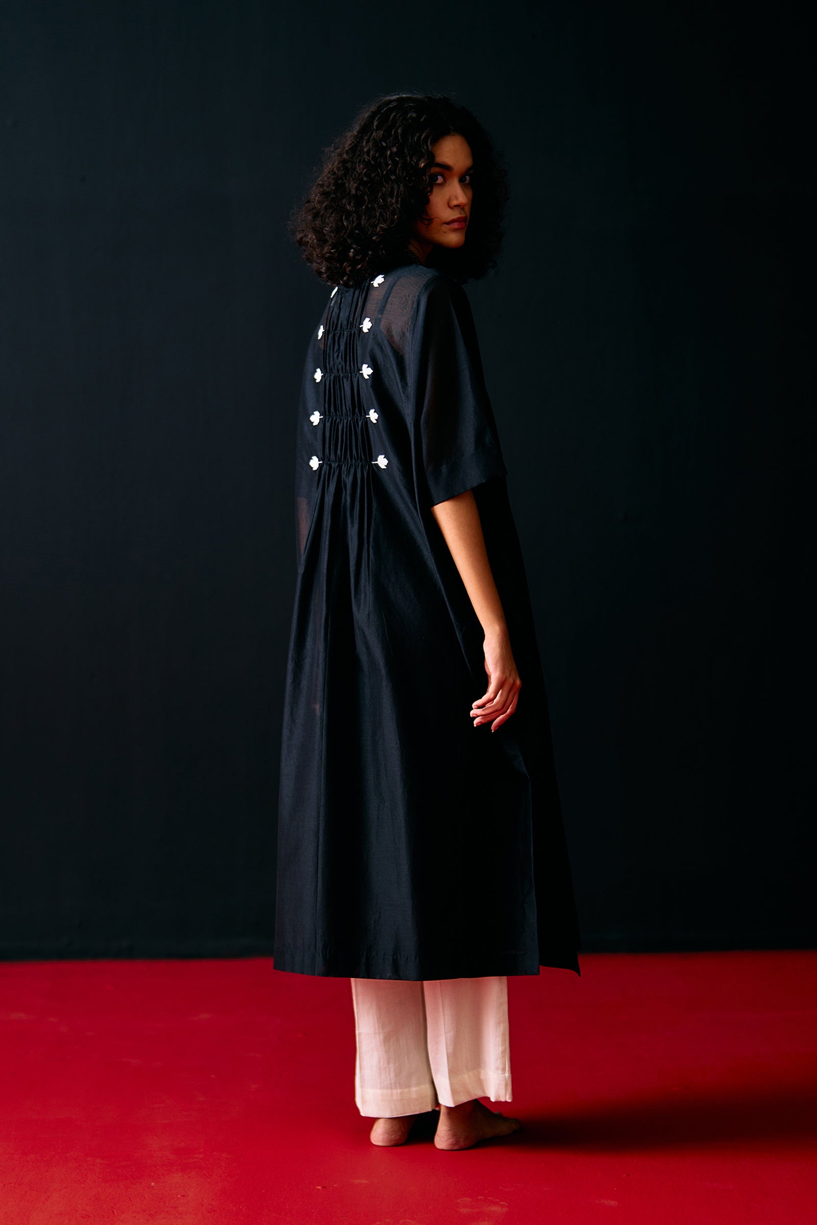 BLACK CENTRE GATHER KAFTAN KAMEEZ