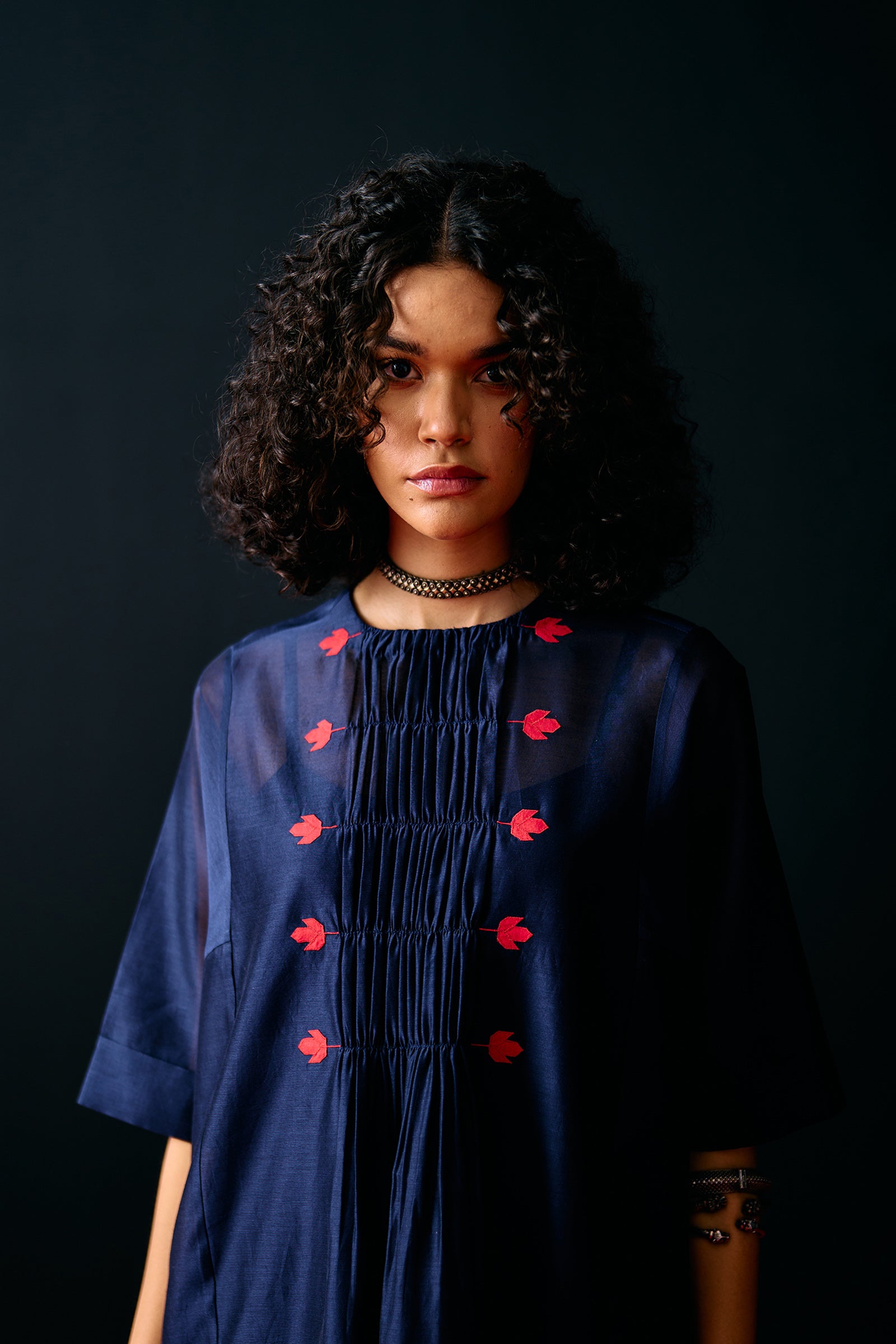 NAVY CENTRE GATHER KAFTAN KAMEEZ