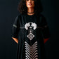 BLACK SIDE GATHER ANIMAL DRESS