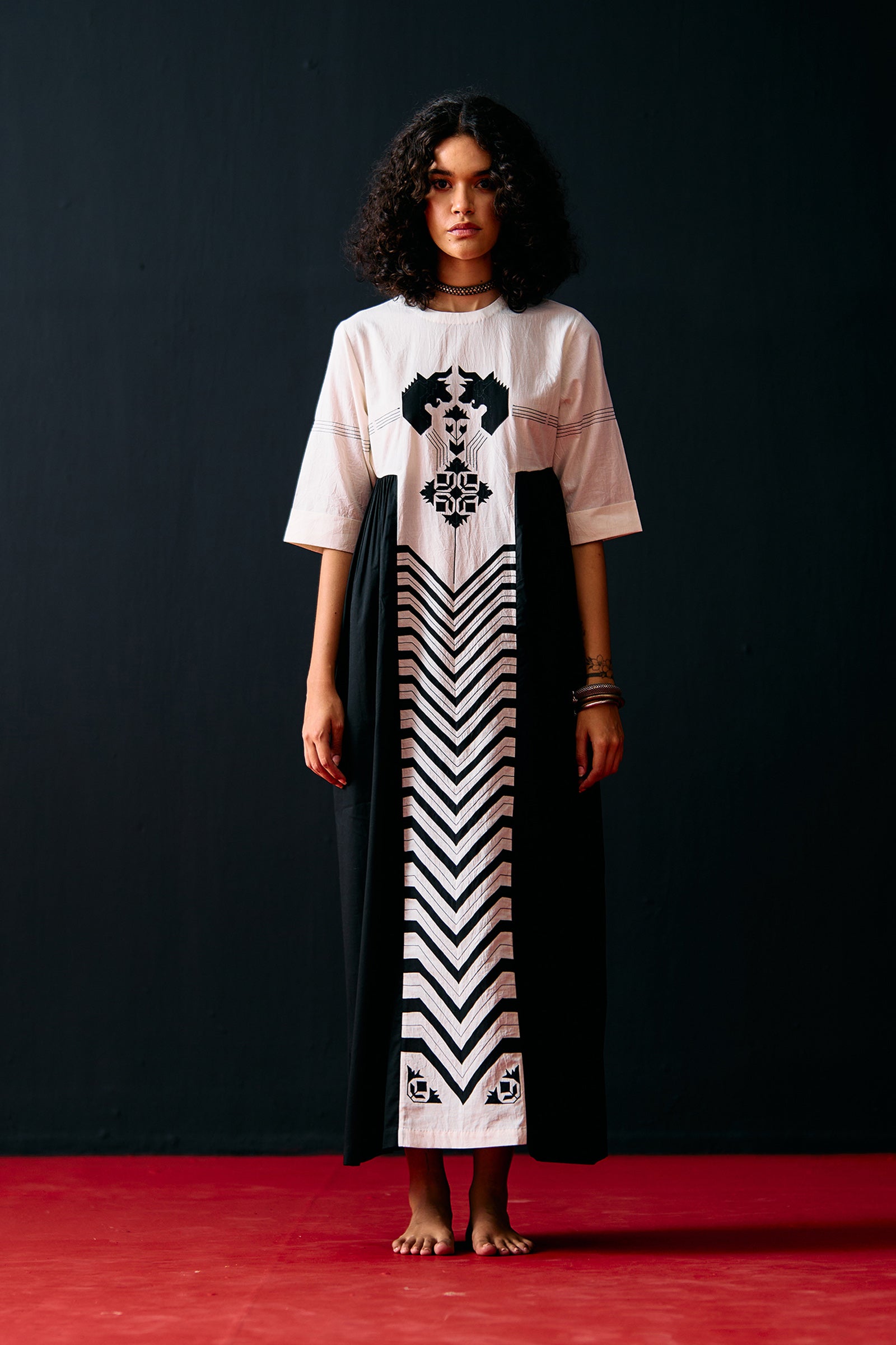 IVORY SIDE GATHER ANIMAL DRESS