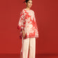 FLORAL PRINT AND CUTWORK KAFTAN SHIRT