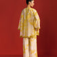 FLORAL PRINT AND CUTWORK PLEATED SHIRT