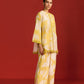 FLORAL PRINT AND CUTWORK PLEATED SHIRT