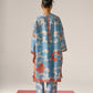 WAVE PRINT AND FISH APPLIQUE' KAFTAN