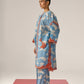 WAVE PRINT AND FISH APPLIQUE' KAFTAN