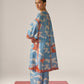 WAVE PRINT AND FISH APPLIQUE' KAFTAN