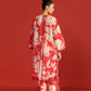 FLORAL PRINT AND CUTWORK PLEATED TUNIC