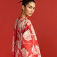 FLORAL PRINT AND CUTWORK PLEATED TUNIC
