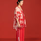 FLORAL PRINT PLEATED KAFTAN WITH THREADWORK SLIP
