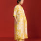 FLORAL PRINT AND CUTWORK PLEATED KAMEEZ