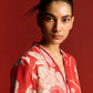 FLORAL PRINT AND CUTWORK PLEATED KAMEEZ