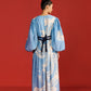 DRAGON PRINT WAIST GATHER LONG DRESS