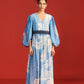 DRAGON PRINT WAIST GATHER LONG DRESS