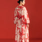 FLORAL PRINT WAIST GATHER LONG DRESS