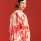 FLORAL PRINT WAIST GATHER LONG DRESS