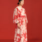 FLORAL PRINT WAIST GATHER LONG DRESS