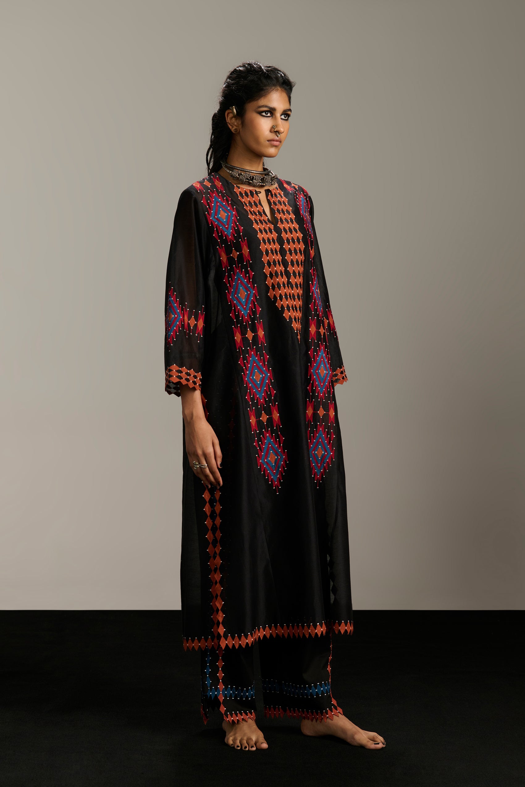 PANELLED A-LINE KAMEEZ