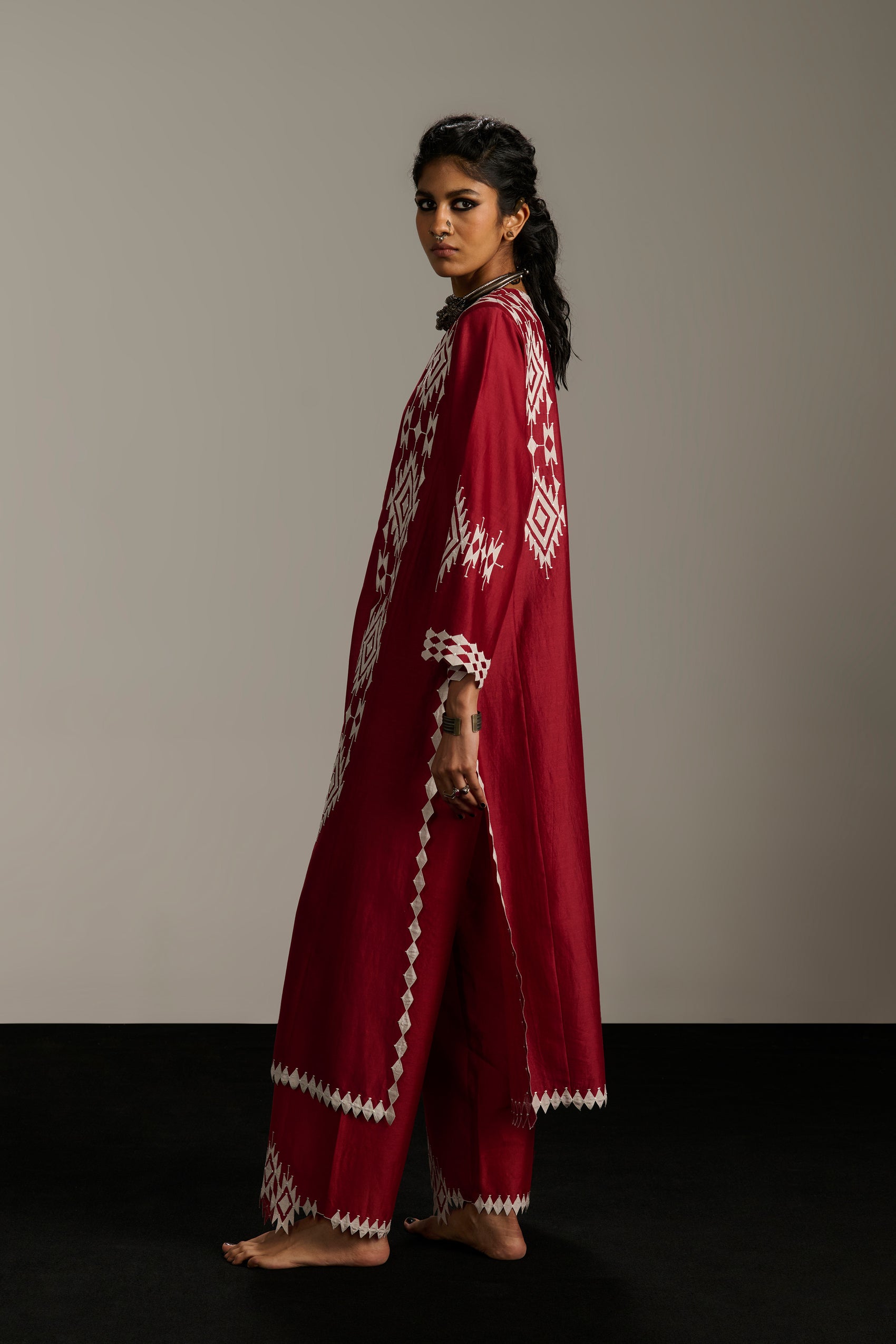 PANELLED A-LINE KAMEEZ