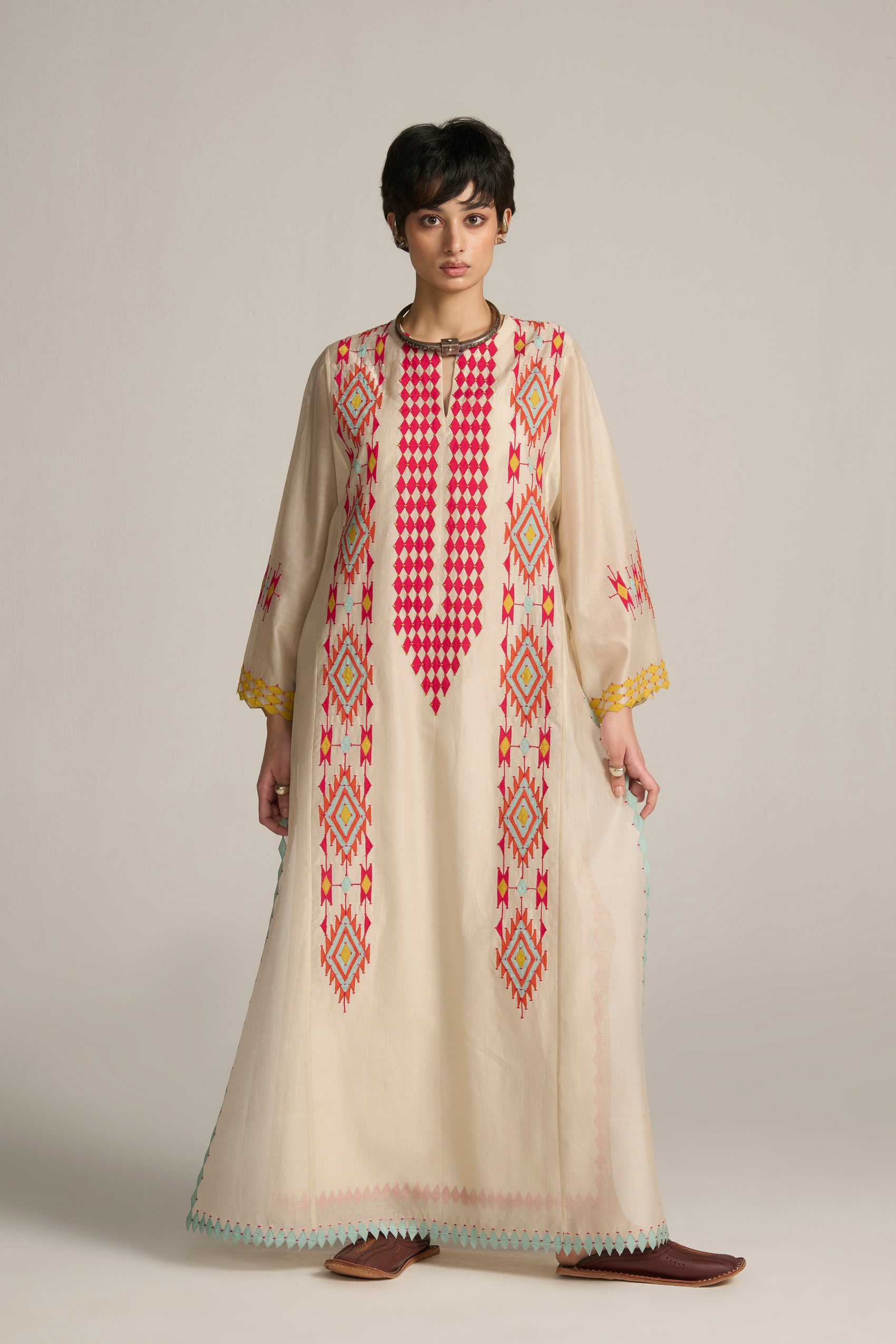 PANELLED A-LINE MAXI DRESS