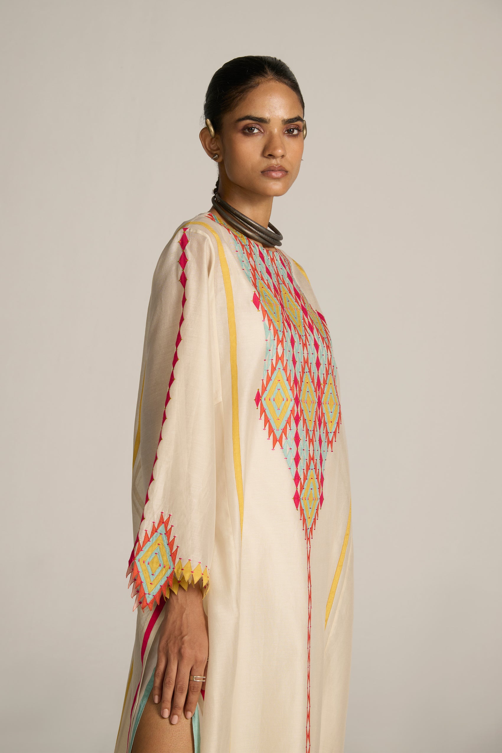PANELLED KAFTAN DRESS