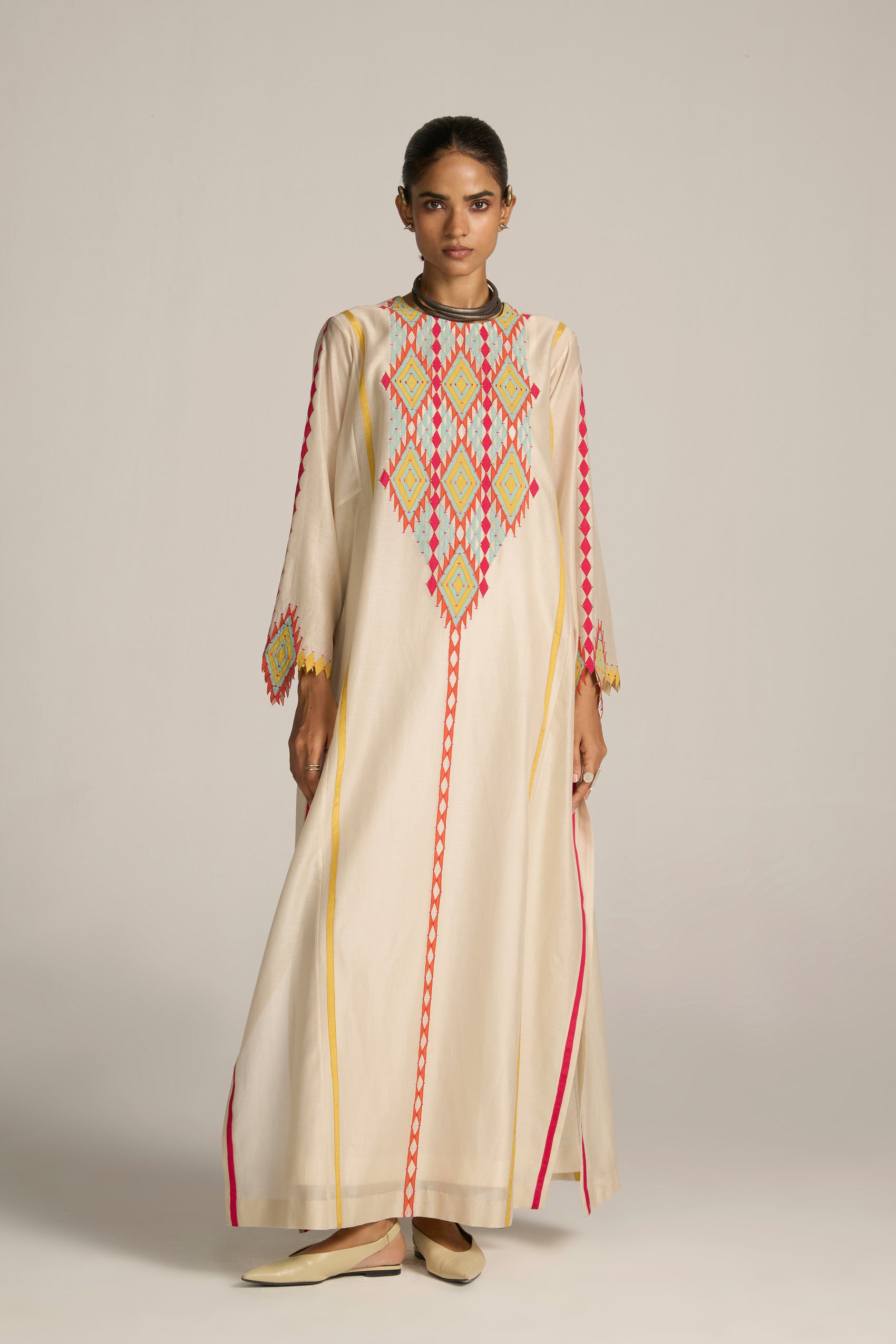 PANELLED KAFTAN DRESS
