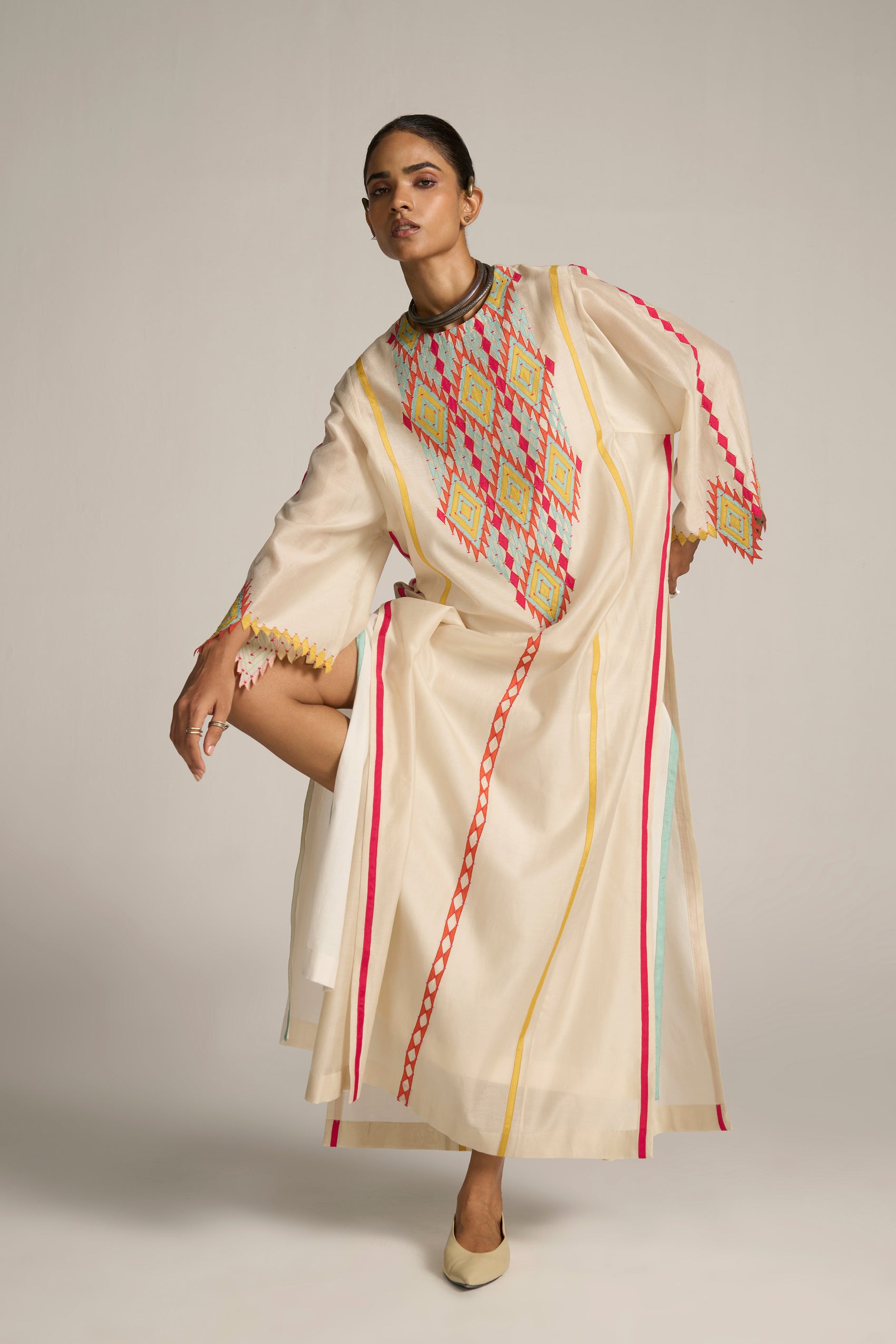 PANELLED KAFTAN DRESS