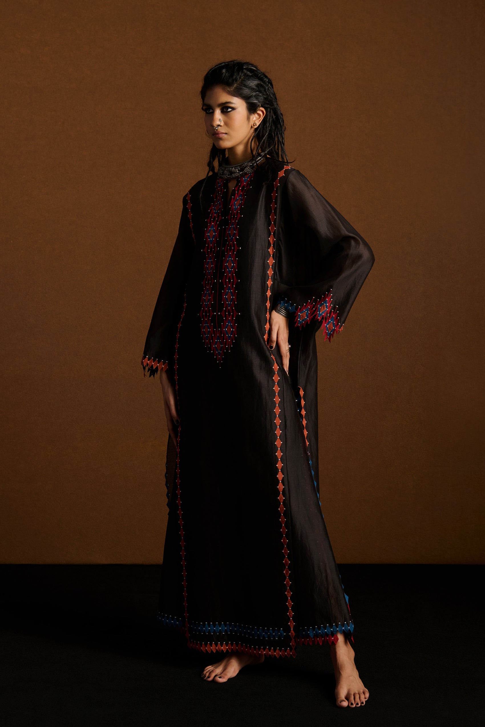 PANELLED LONG KAFTAN
